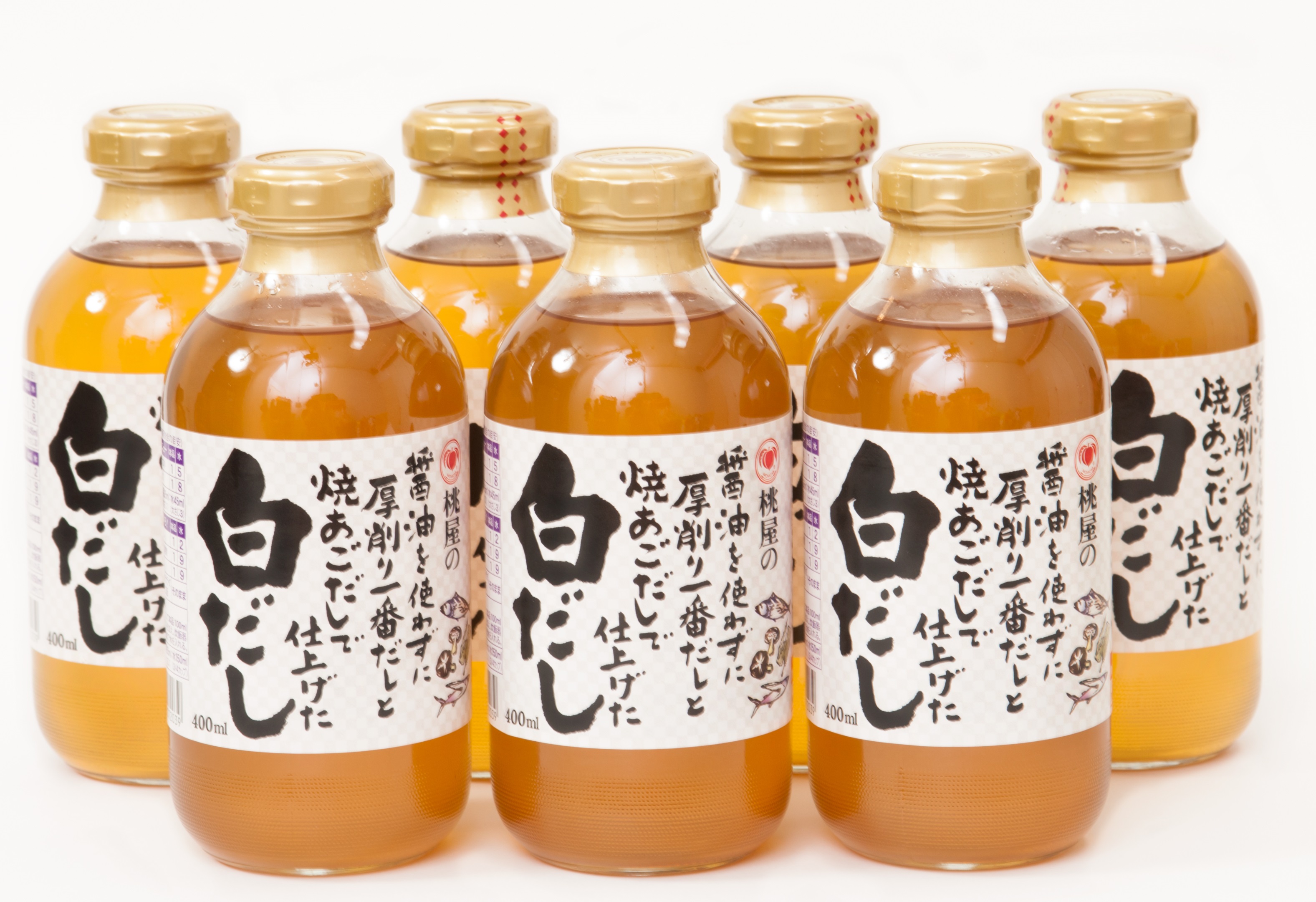 桃屋の醤油を使わずに厚削り一番だしと焼あごだしで仕上げた白だし400ml×７本セット